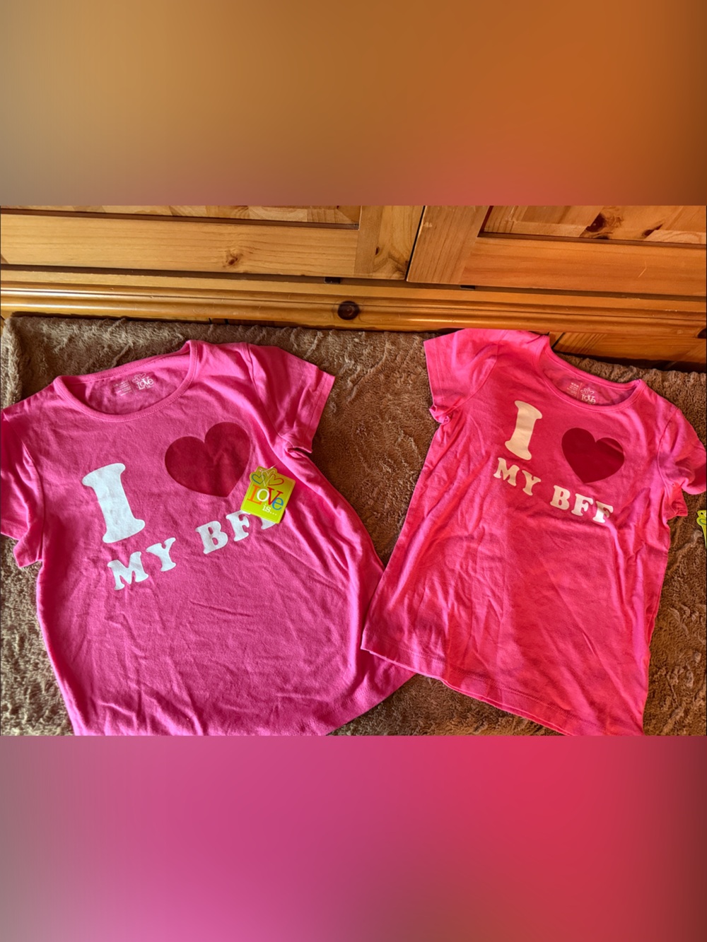 2 Kids Pink 'I Heart My BFF' Pajama Set - medium & large(set).